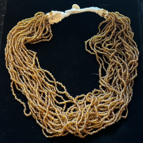 Brown and Cream Beaded Necklace - Picture 3 of 16